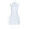 Damen verspieltes Halterkleid mit fließendem Rock R&B