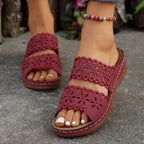 Damen komfortable Riemchen-Sandalen mit floralen Verzierungen R&B