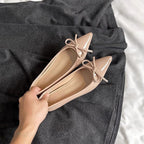 Damen elegante Ballerinas mit spitzem Design und Schleifenverzierung R&B