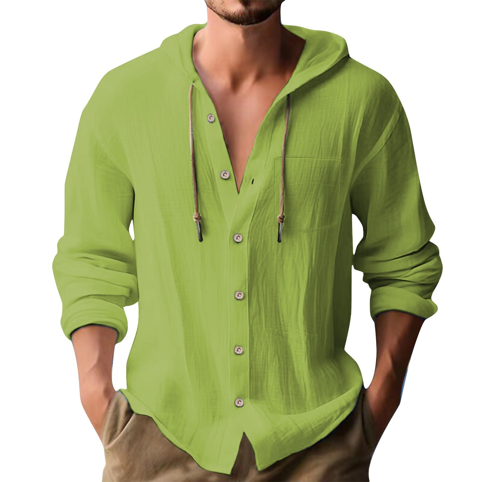 Herren lässiges Kapuzenshirt mit Knopfleiste und praktischen Taschen R&B