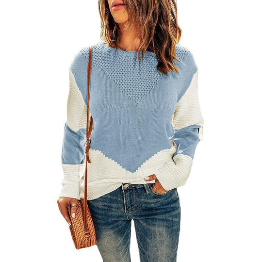 Damen modischer Strickpullover mit modernen Farbkombinationen und strukturierter Optik R&B