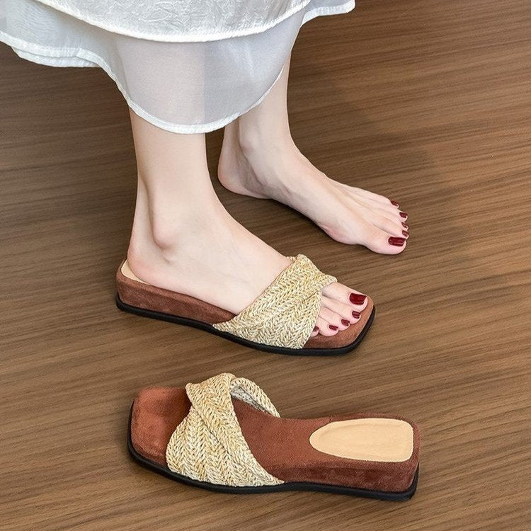 Damen elegante Pantoletten mit komfortablem geflochtenem Design R&B