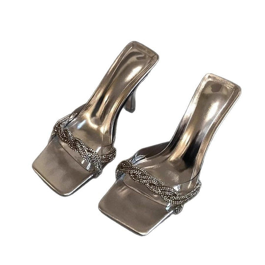 Damen elegante High Heel Sandalen mit funkelnden Strassverzierungen R&B