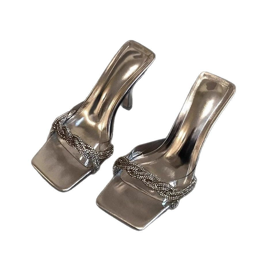 Damen elegante High Heel Sandalen mit funkelnden Strassverzierungen R&B