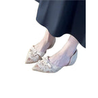 Damen Slingback Ballerinas mit durchbrochener Spitze und zierlicher Schleifenverzierung R&B