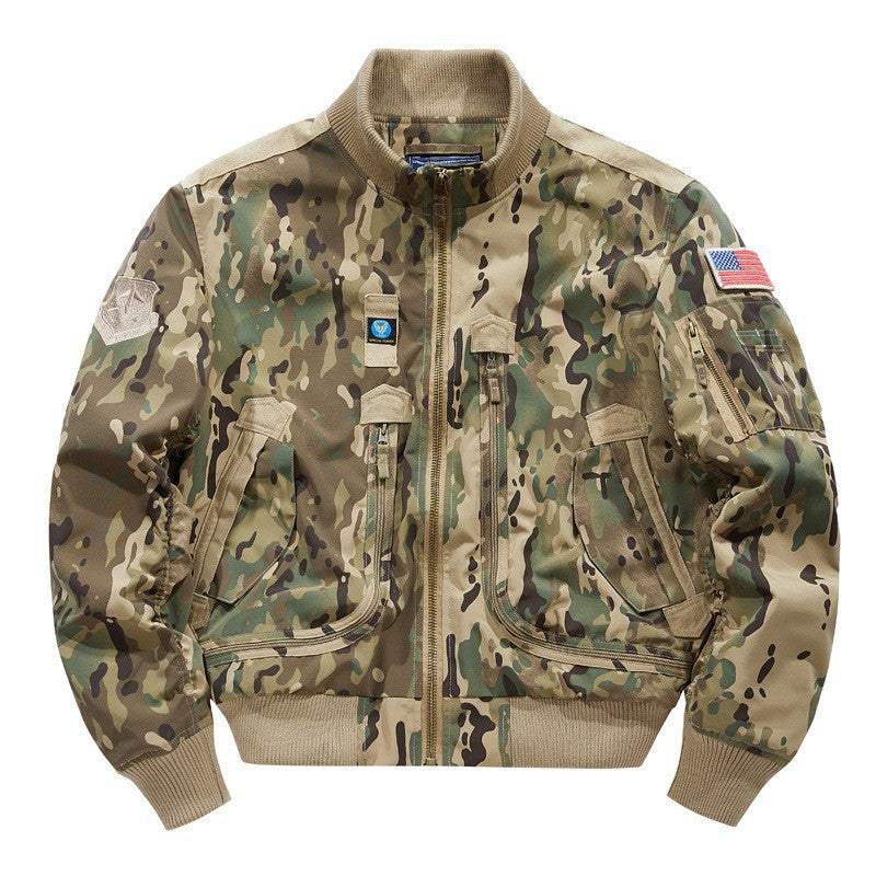 Herren stylische Bomberjacke mit vielseitigen Taschen R&B