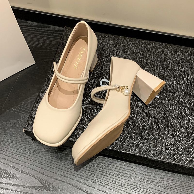 Damen elegante Mary Jane Schuhe mit Riemchen und blockiertem Absatz R&B