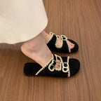 Damen bequeme Zehentrenner-Sandalen mit modischem Riemendesign R&B