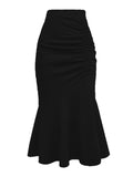 Damen eleganter Midirock mit asymmetrischem Schnitt und Raffung R&B