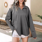 Damen lässiger Sweatshirt mit Reißverschluss R&B