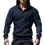 Herren Kapuzensweater mit kurzem Reißverschluss und praktischer Kängurutasche R&B
