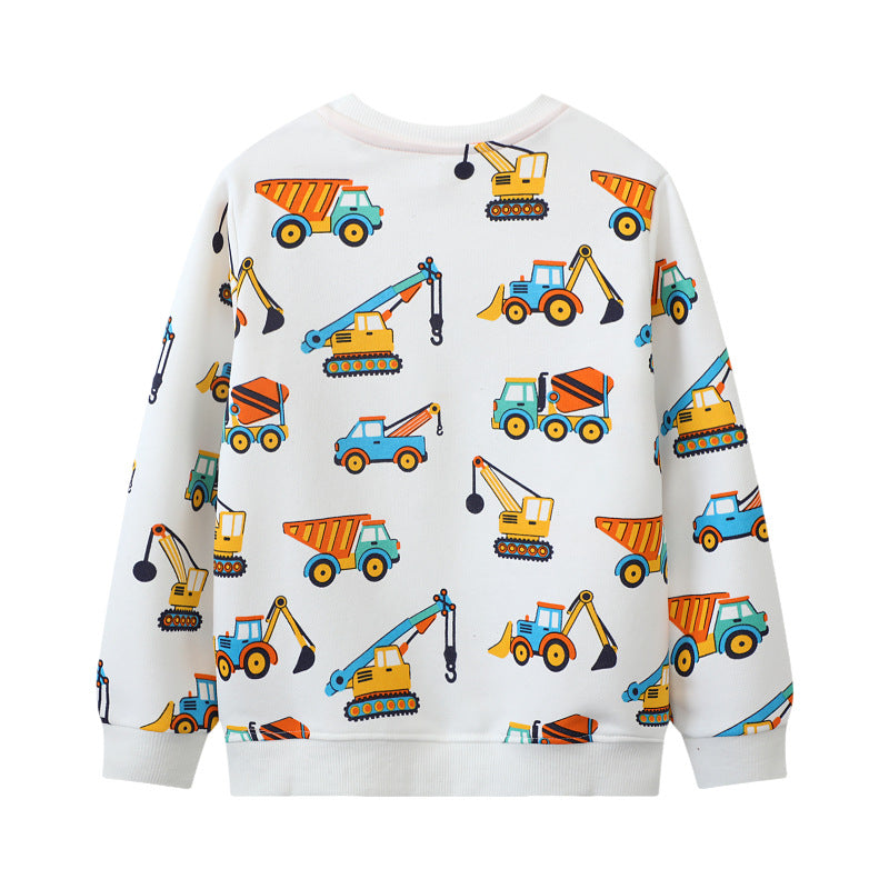 Jungen Sweatshirt mit buntem Baustellenfahrzeug-Design R&B