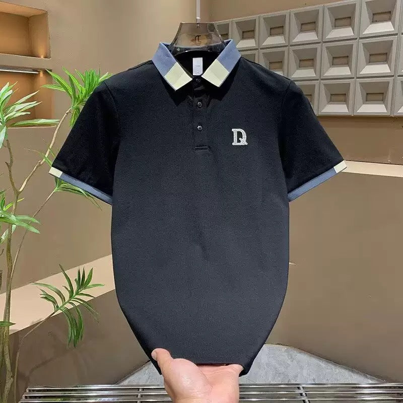 Herren Poloshirt mit Kontrastkragen und feiner Struktur