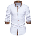Herren Elegantes Langarmhemd mit Kontrastdetails R&B