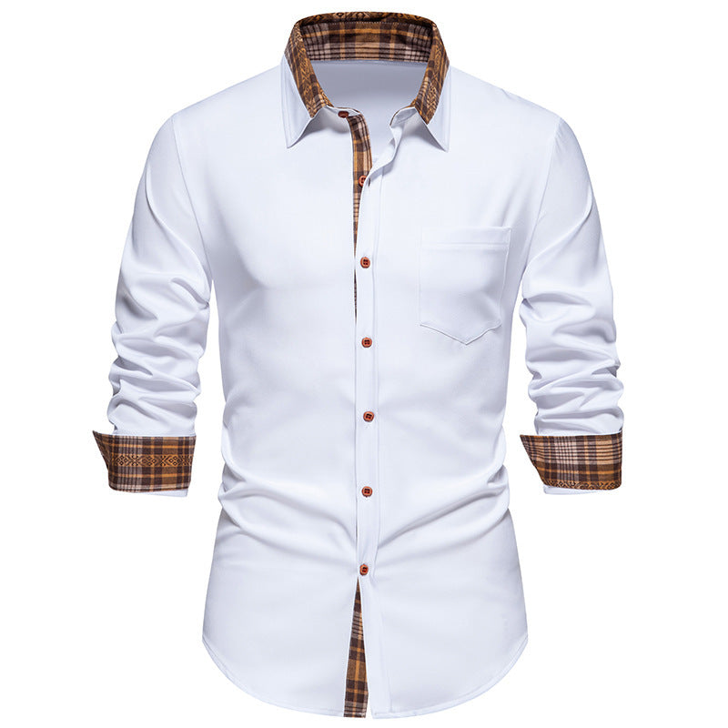 Herren Elegantes Langarmhemd mit Kontrastdetails R&B