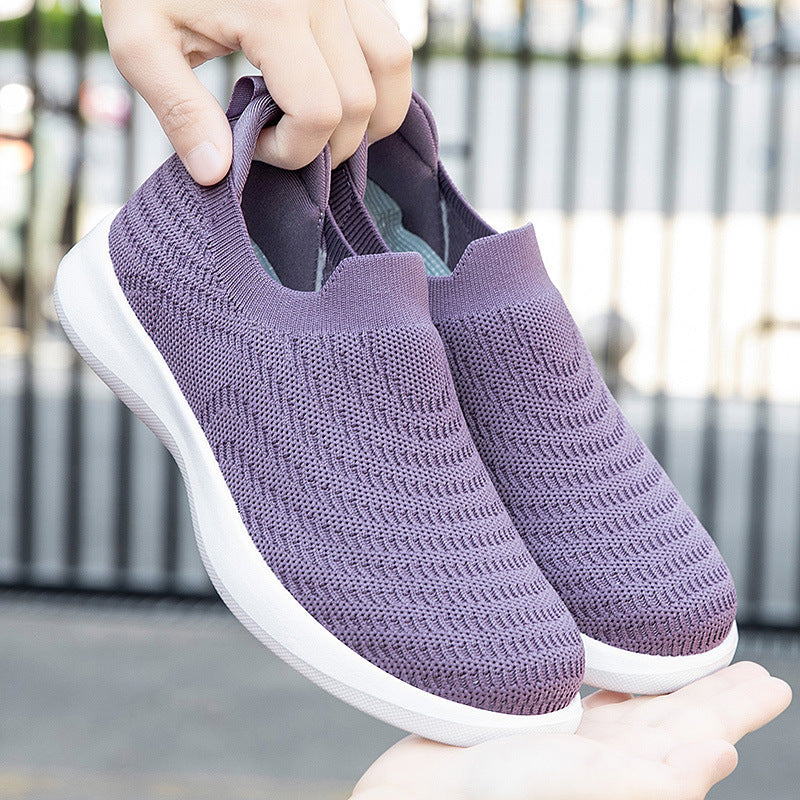 Damen Bequeme Slip-On Sneakers aus atmungsaktivem Strickmaterial