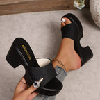 Damen Plateau-Sandaletten mit modischem Denim-Obermaterial und dekorativem Schmuckdetail R&B