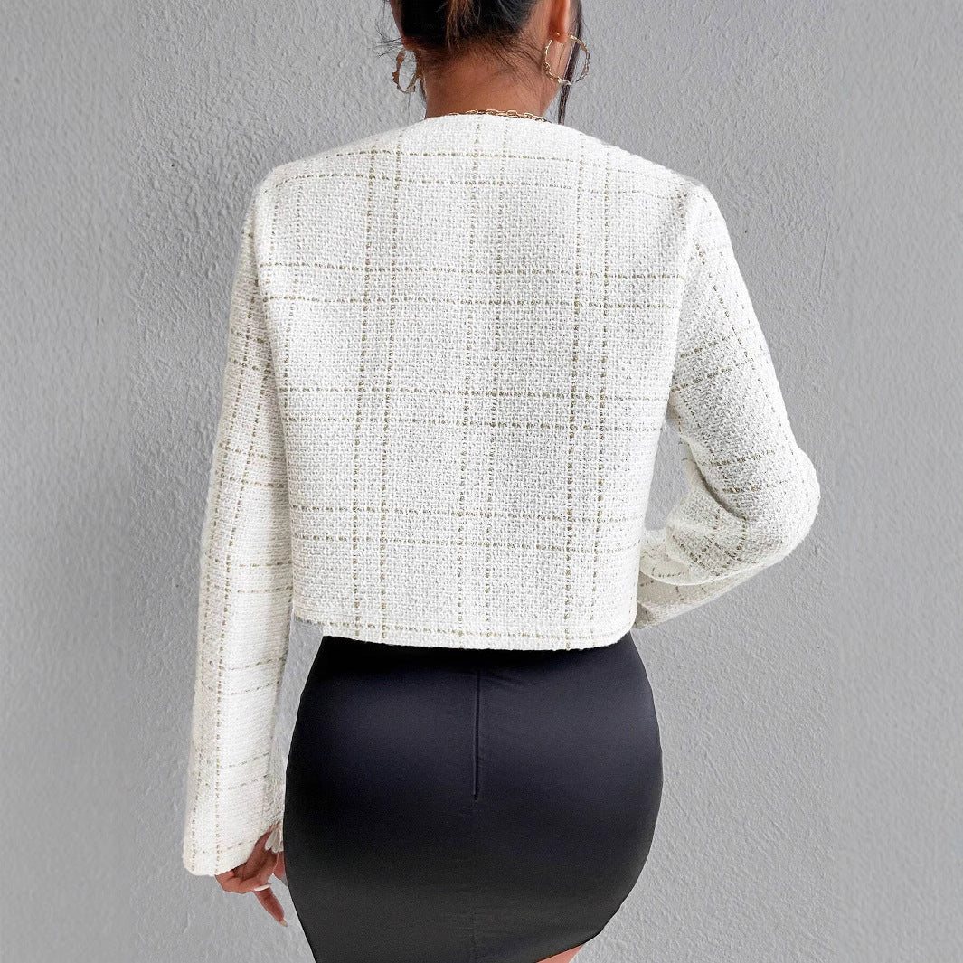 Damen modische tweed Jacke mit goldenen Akzenten R&B