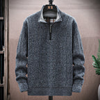 Herren Strickpullover mit Stehkragen und halbem Reißverschluss