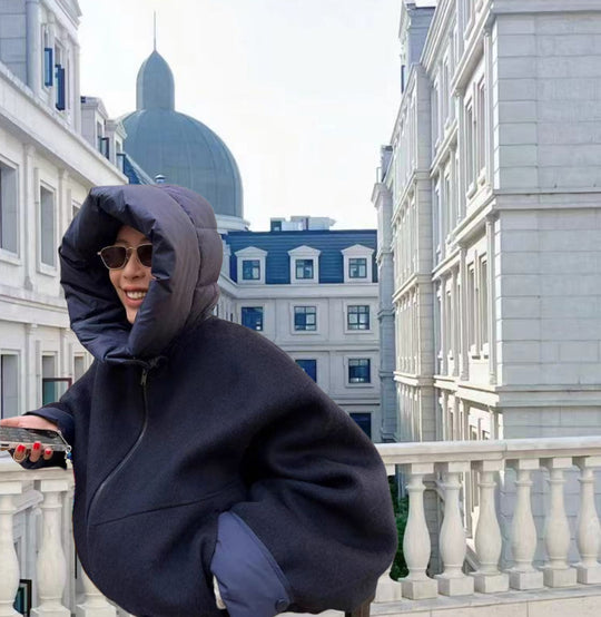 Damen Oversized Sweatjacke mit voluminösen Ärmeln und bequemen Taschen R&B