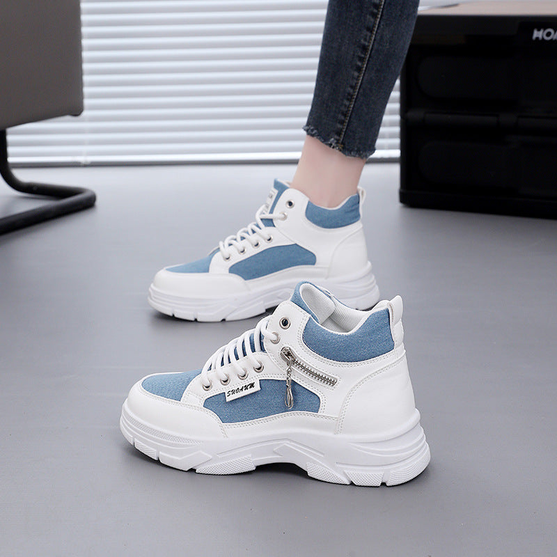 Damen High-Top Sneakers mit auffälligem Leopardenmuster und trendiger Sohle R&B