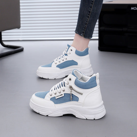 Damen High-Top Sneakers mit auffälligem Leopardenmuster und trendiger Sohle R&B