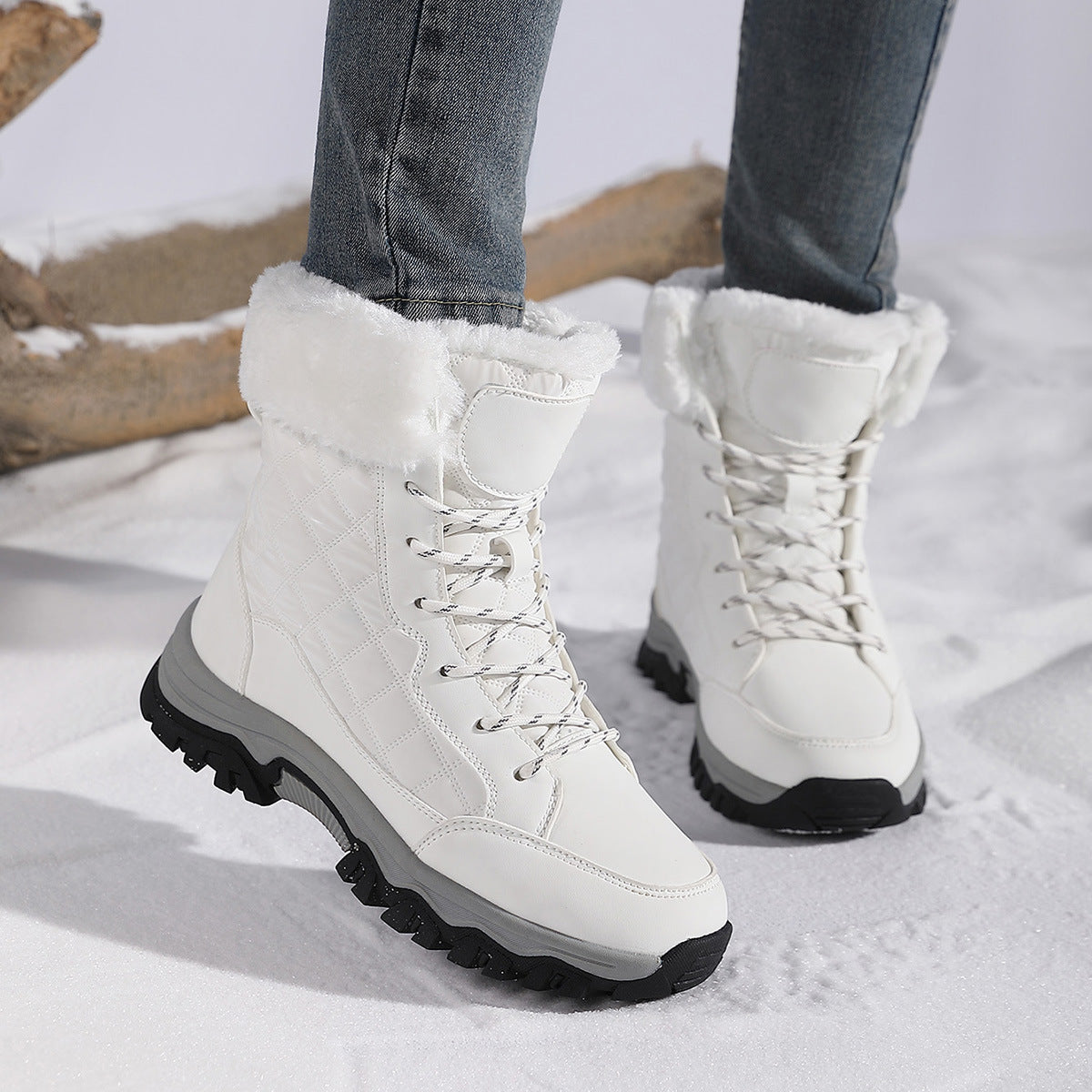 Damen Warm gefütterte Winterstiefel mit rutschfester Profilsohle