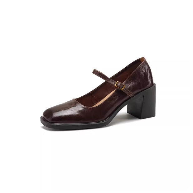 Damen Elegante Mary Jane Pumps mit Blockabsatz
