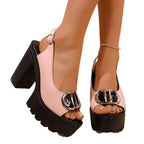 Damen Plateausandalen mit modischem Riemen und Schnallenakzent R&B