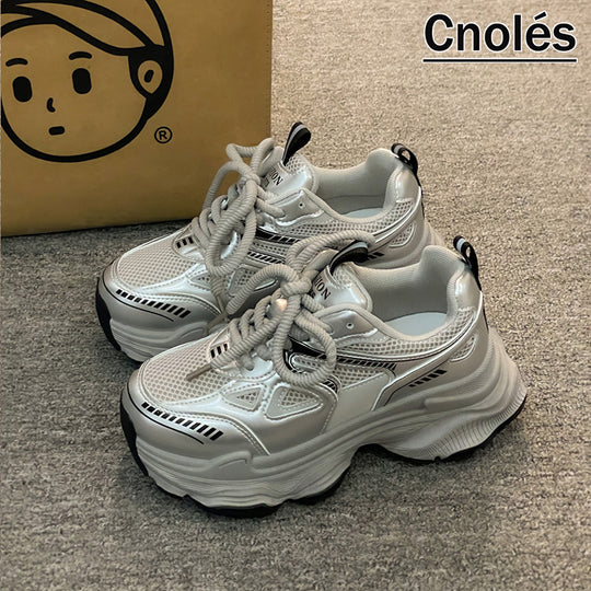 Damen Chunky Fashion Sneakers mit atmungsaktiver Mesh-Oberfläche und rutschfester Sohle R&B
