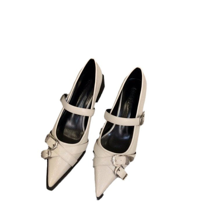 Damen elegante Mary Jane Pumps mit modischer Schnalle und bequemer Blockabsatz R&B