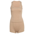 Damen Sportliches Loungewear-Set mit ärmellosem Oberteil und Shorts R&B