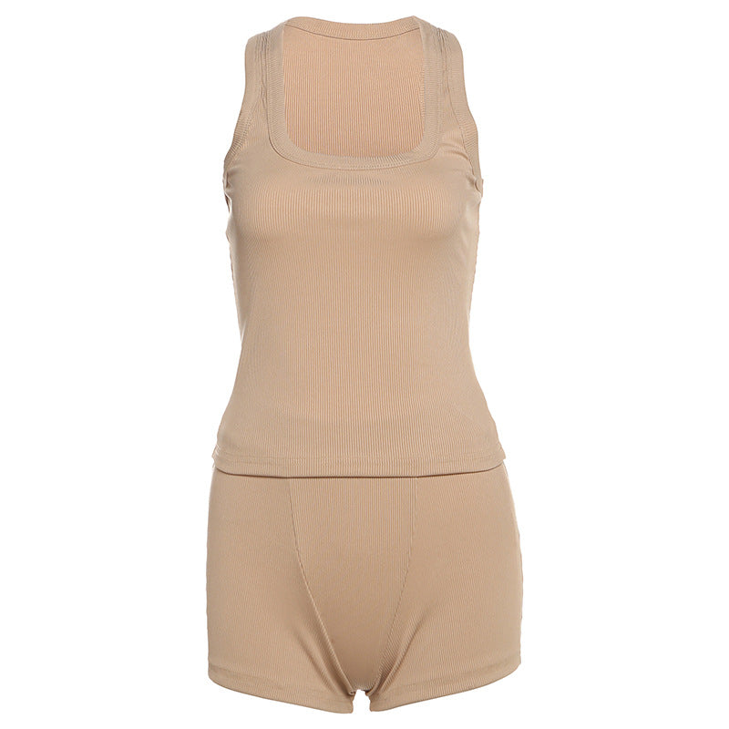 Damen Sportliches Loungewear-Set mit ärmellosem Oberteil und Shorts R&B