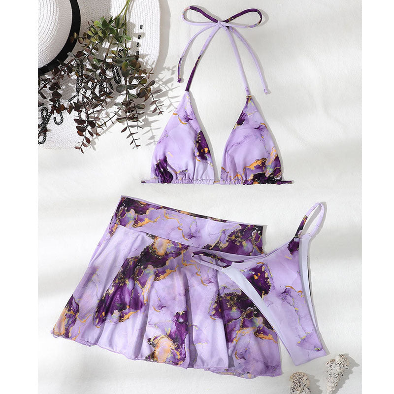 Damen Bikini-Set mit floralem Wickelrock und verstellbaren Trägern R&B
