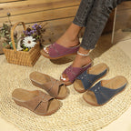Damen Komfortable Wedge-Sandalen mit anatomischem Fußbett R&B