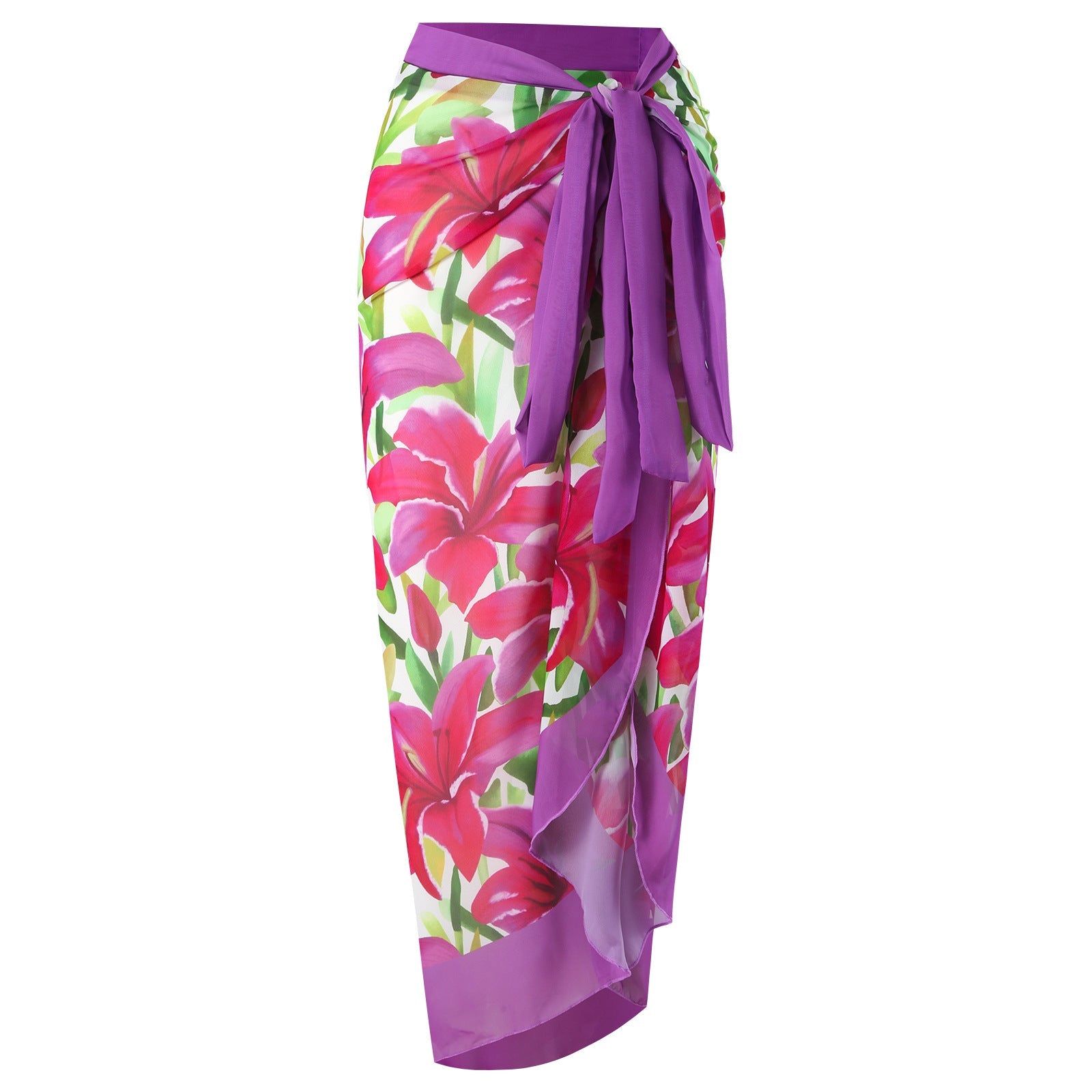 Damen Badeanzug mit floralem Design und modischem Überrock R&B