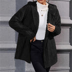 Damen lässige Fleecejacke mit strukturiertem Design und Kapuze