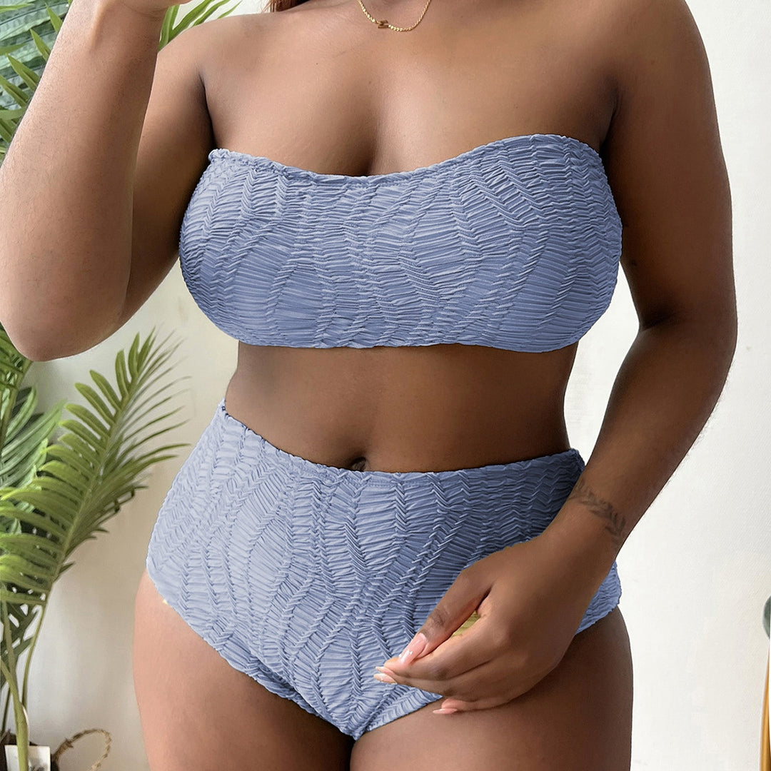 Damen Hoch tailliertes Bustier-Bikini-Set mit Rüschen-Design R&B