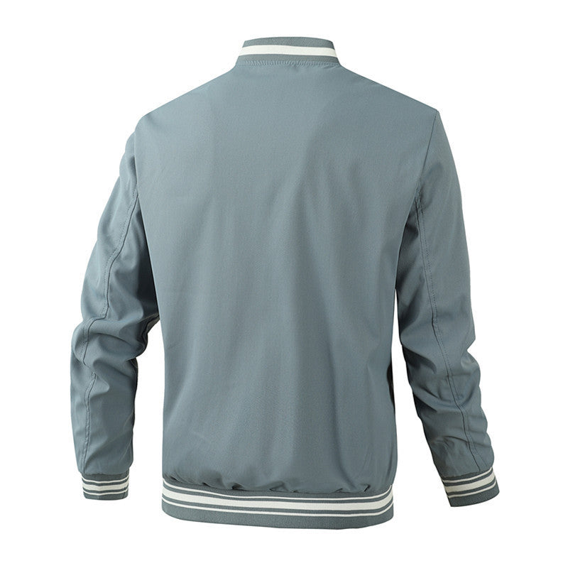 Herren sportliche Bomberjacke im College-Stil mit elastischen Bündchen R&B