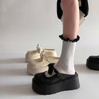 Damen Plateau Clogs mit verspieltem Schleifen-Design