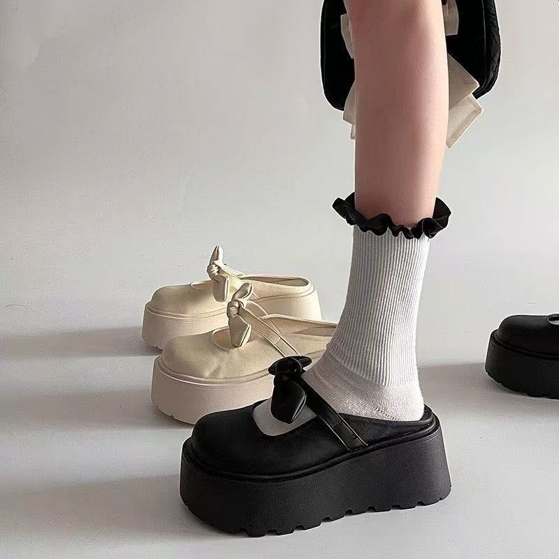 Damen Plateau Clogs mit verspieltem Schleifen-Design