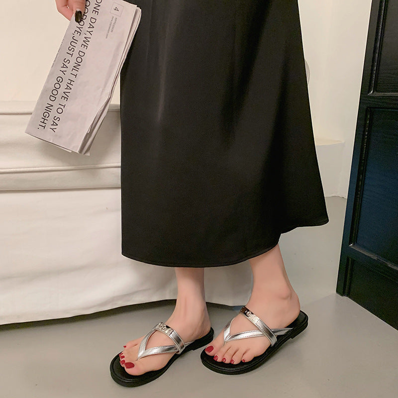 Damen elegante Flip-Flops mit funkelndem Schmuckdetail EB