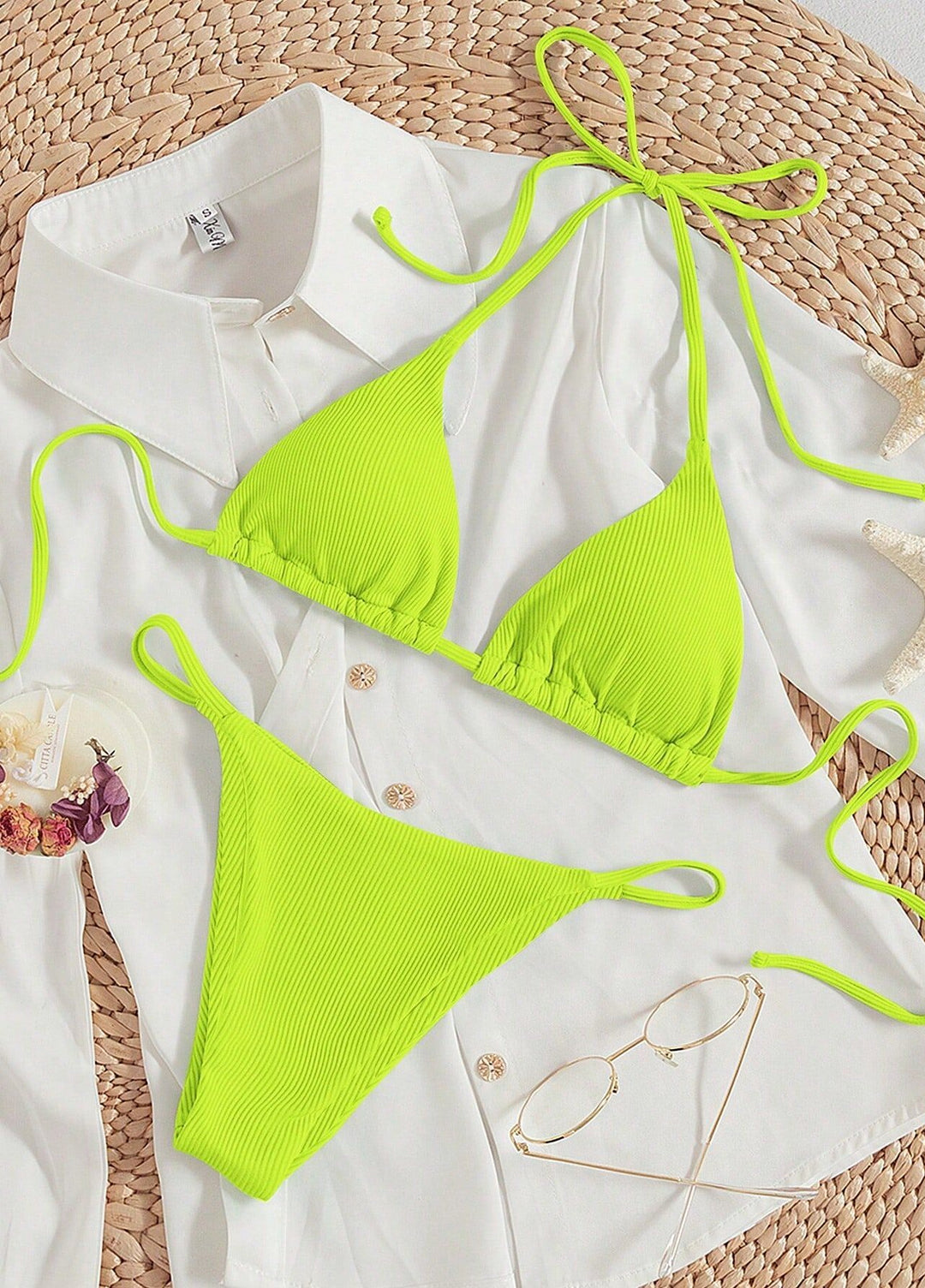 Damen Triangel-Bikini-Set mit schmalem Bund und verstellbaren Trägern R&B