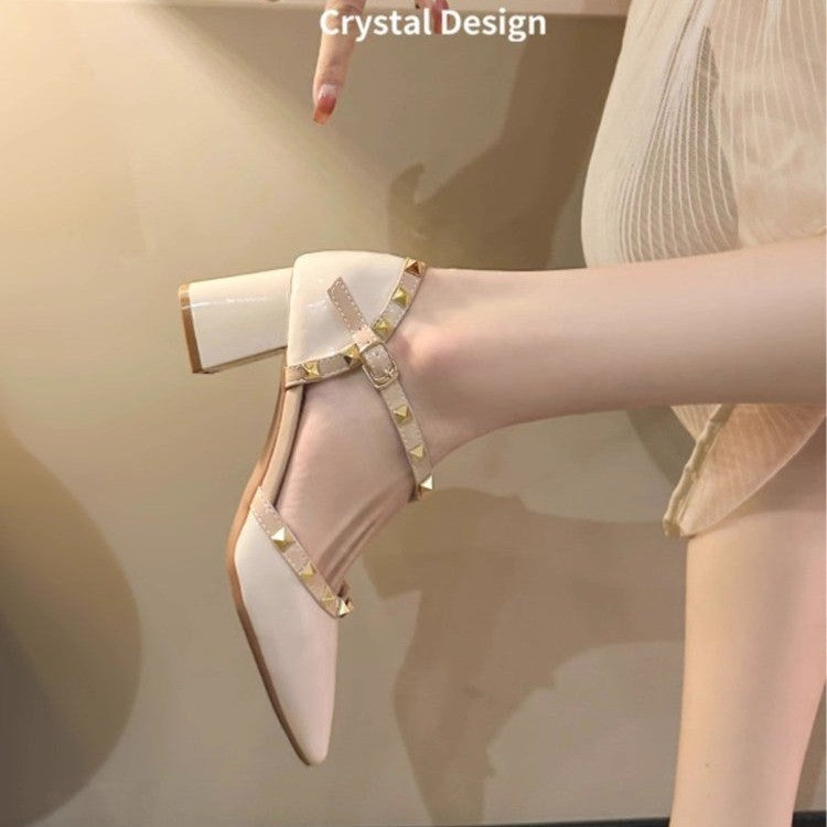Damen Elegante Ballerinas mit modischen Glitzer-Akzenten und verstellbarem Riemendesign