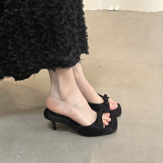 Damen elegante Mules mit Schleifenakzent R&B