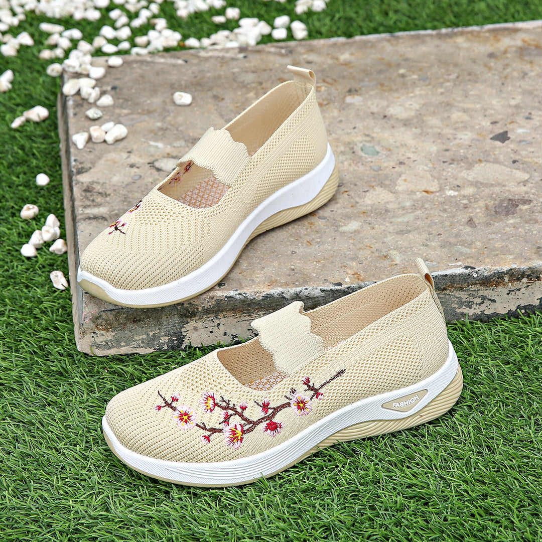 Damen Bequeme Sneaker mit floralen Stickereien R&B