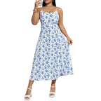 Damen florales Sommerkleid mit schmalen Trägern und leichtem Stoff R&B