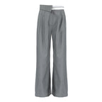 Damen Elegante weite Hose mit schickem Gürtel und Falten R&B