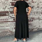 Damen lässiges Maxikleid mit Knopfdetails und elegantem Schnitt R&B