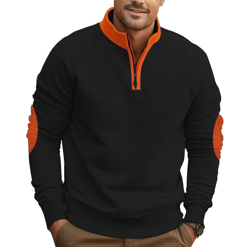 Herren Sweatshirt mit modischem Stehkragen und praktischem Reißverschluss R&B